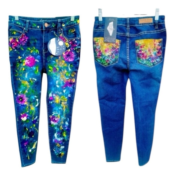 NWT! Blue Age Denim Collection Young Women Hand Painted Jeans Juniors 7 - Picture 3 of 10